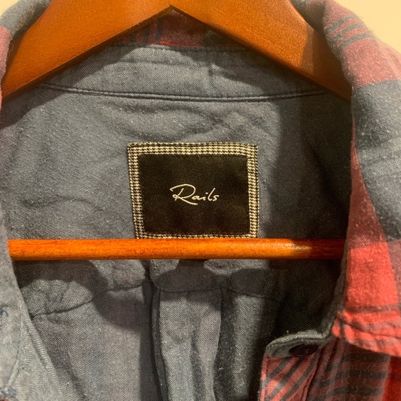 Rails Blue and Red Flannel Button Up - Picture 4 of 4